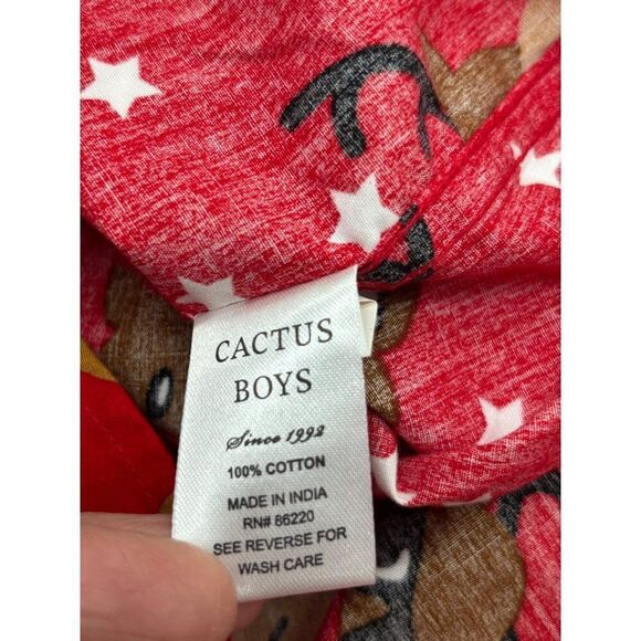 Cactus Boys Kid''s Tabbed Sleeve Button Down Reindeer Christmas Shirt, Red - Picture 5 of 9